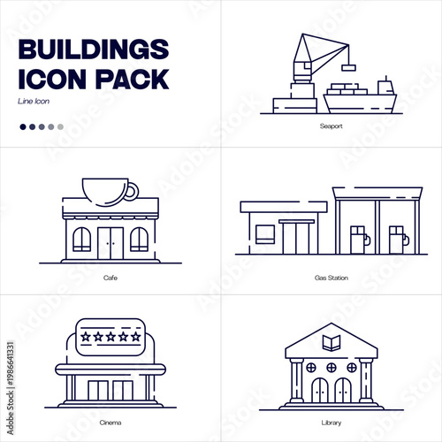 Collection of Outline Vector and icon building and landmark