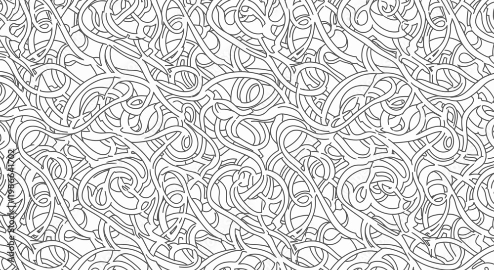 Obraz premium Abstract Organic Lines Pattern, Black and White Swirls, Intricate Doodle Texture