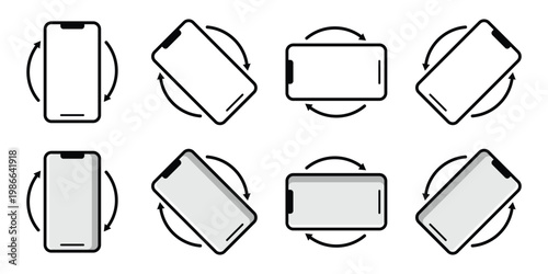 Mobile rotation symbol icon set