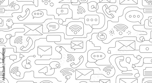 Communication Network Pattern: Icons for Internet, Calls, Messages, and Wi-Fi