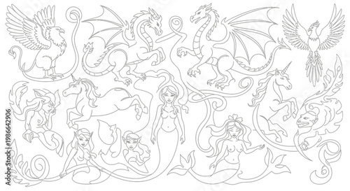 Mythical Creatures Fantasy Art: Dragons, Unicorns, Mermaids, Phoenix, Griffin