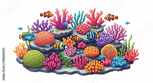 Vibrant Coral Reef Ecosystem with Tropical Fish.