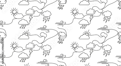 Weather Pattern Seamless Background Vector Illustration