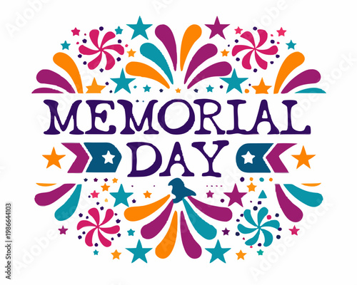 Memorial Day Vector Illustration, American Flag and Tribute Memorial Holiday Design Isolated on White