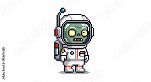 Pixel Art Zombie Astronaut Character Design.