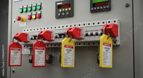 Electrical Control Panel with Lockout Tagout Safety Devices.