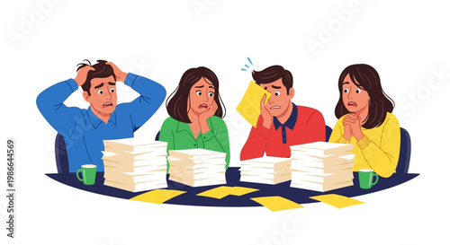 Stressed Employees Overwhelmed by Excessive Paperwork and Deadlines.