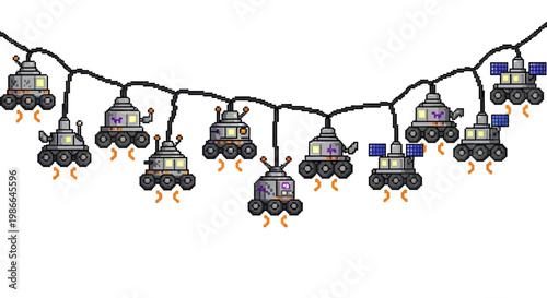 Whimsical String of Cartoon Mars Rover Lights.