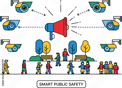 Smart Public Safety: Surveillance Cameras Monitoring Park Visitors and Megaphone Alert