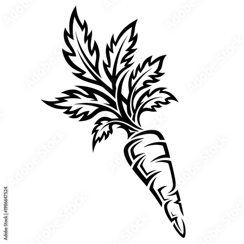 Obraz na plátně Stylized Carrot Tattoo Design Vector Illustration
