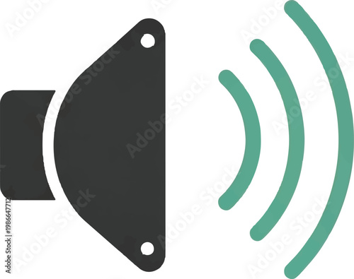 Sound wave, speaker icon, audio signal, black and green vector graphic