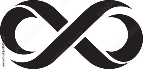 Infinity symbol, black, vector icon, mathematical sign, limitless concept