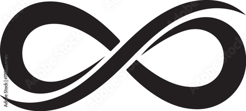 Infinity symbol, black, vector icon, mathematical sign, limitless concept