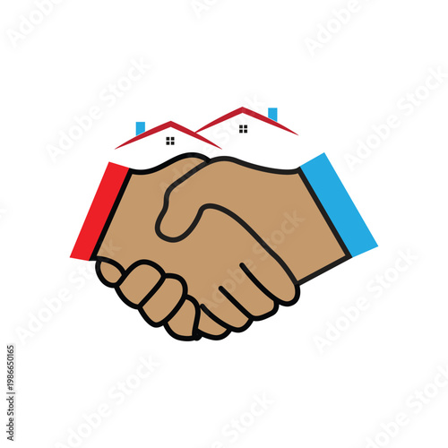 Real Estate Handshake House Icon Design
