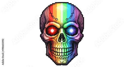 Rainbow Skull with Glowing Eyes.