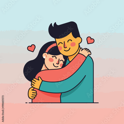 A cartoon couple embracing (3)