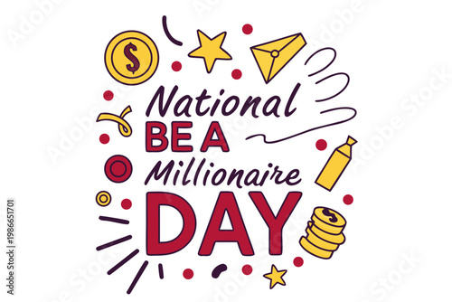 National Be a Millionaire Day Business Wealth Vector Illustration, Financial Success Theme