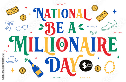 Be a Millionaire Day Vector Art, Money Success Growth Illustration Isolated on White Background