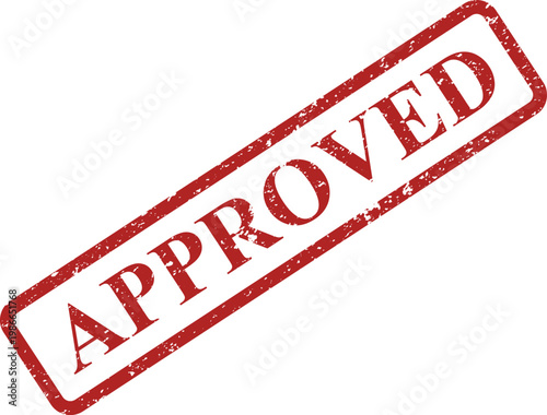 A prominent distressed red rubber stamp clearly indicates the word APPROVED on a clean white background