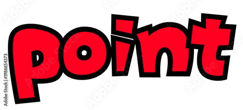 「point」小文字の英字パーツ素材。黒太フチと赤文字のポップなロゴ。ポイント還元・Web広告用。