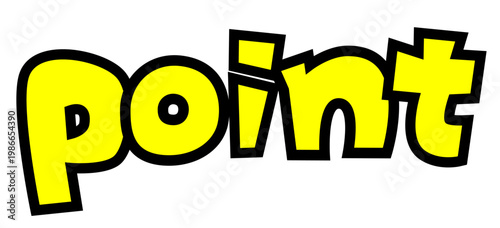 「point」小文字の英字パーツ素材。黒太フチと黄色文字のポップなロゴ。ポイント還元・Web広告用。