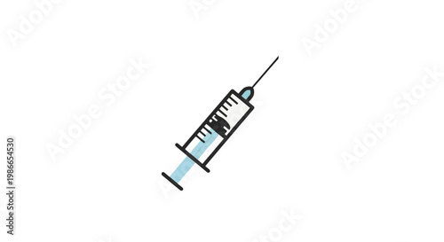 Medical syringe, injection needle, healthcare icon, vector illustration