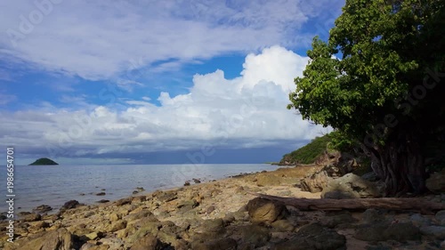 Fiji Island Shoreline Under Stormy Skies