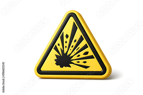 Explosion warning symbol, a yellow triangle with black border and explosive burst graphic inside, indicating danger and hazard