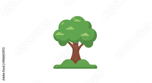 Green tree icon, tree symbol, foliage illustration, nature element