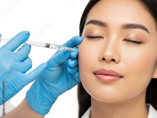 Cosmetic procedure on eye isolated on white background isolated on white background