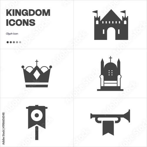 Medival, kingdom, knighthood icon vector set
