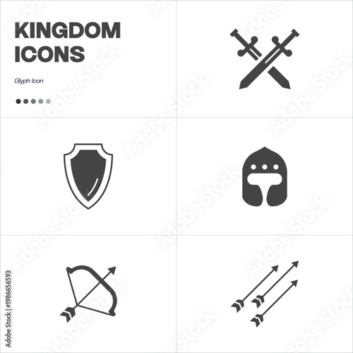 Fotografie Medival, kingdom, knighthood icon vector set