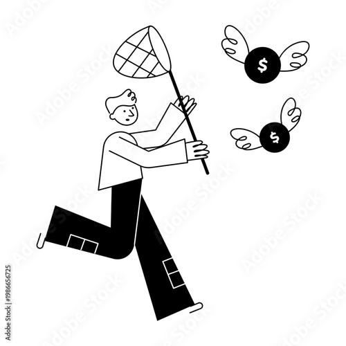 A drawing style illustration depicting chasing
