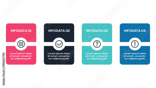 Next Level Infographics infographic with 4 steps, options, parts or processes. Template for web 
