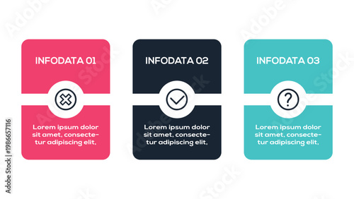 Next Level Infographics infographic with 3 steps, options, parts or processes. Template for web 