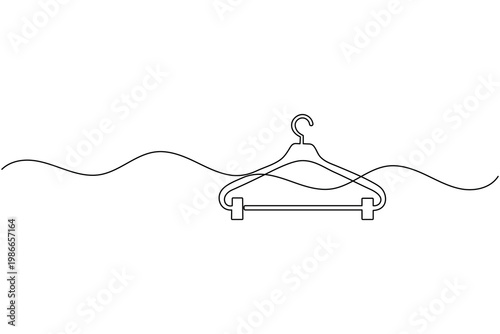 Pants Hanger with Clips Continuous One Line Drawing Minimalist Laundry Icon Outline Vector Illustration