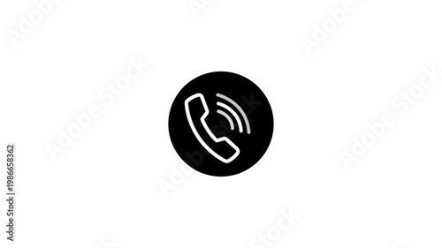 Simple black icon of a ringing telephone handset on a white background