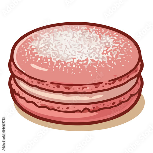 Sweet pink strawberry cream macaron