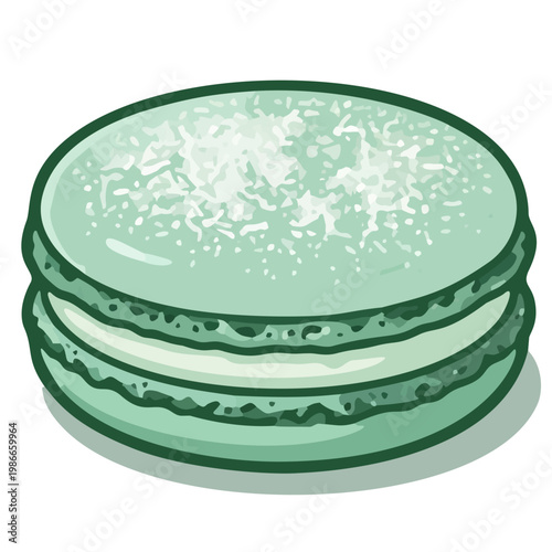 Light green pistachio cream macaron