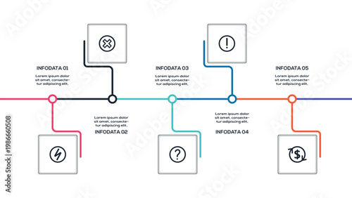Business Timeline infographic with 5 steps, options, parts or processes. Template for web 
