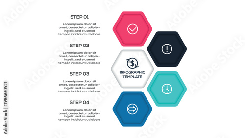Business Timeline infographic with 4 steps, options, parts or processes. Template for web 
