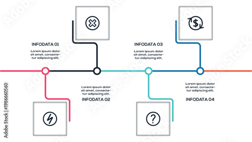 Business Timeline infographic with 4 steps, options, parts or processes. Template for web 