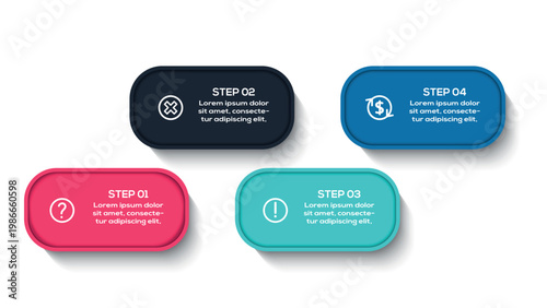 Business Timeline infographic with 4 steps, options, parts or processes. Template for web 