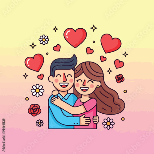 A cartoon illustration of a man and woman hugging (1)