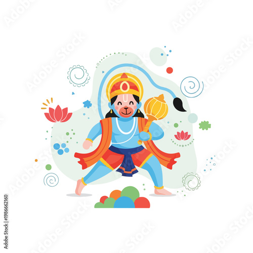 A cartoon illustration of a mythical character in a dancing pose