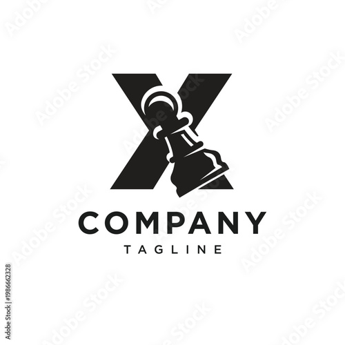 Letter X Pawn Chess Logo Icon Vector