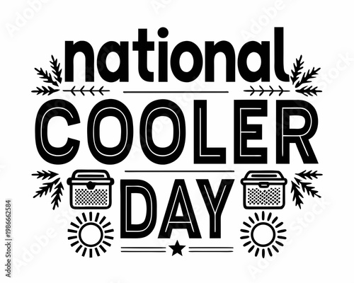 Summer Cooler Day Vector Illustration, Refreshing Drinks and Ice Box Party Design