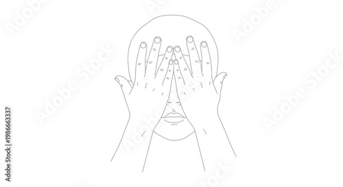 Hands covering face, stressed, anxiety, mental health vector icon