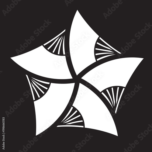 日本の伝統的な器物紋の家紋である「扇紋」のベクターデータ