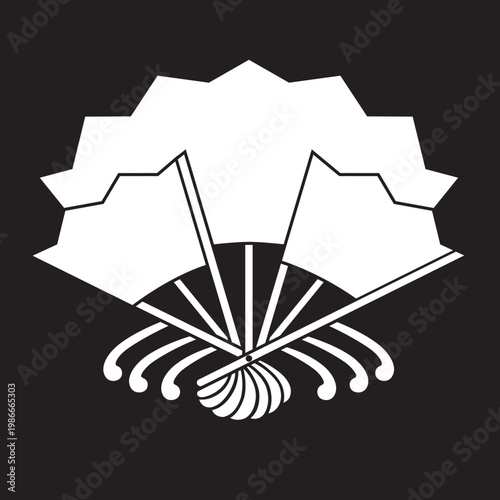 日本の伝統的な器物紋の家紋である「扇紋」のベクターデータ